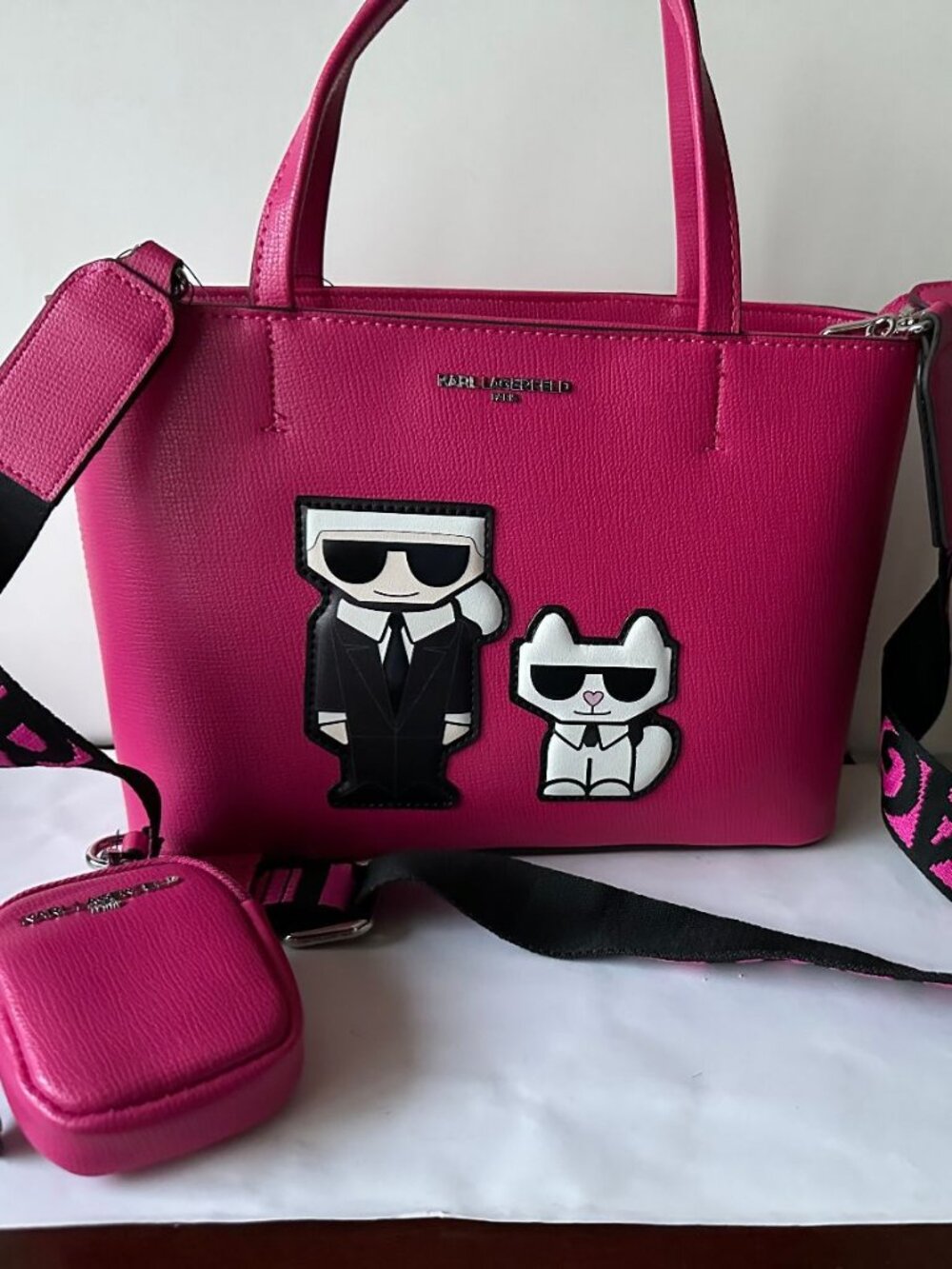 NWT $228 Karl Lagerfeld Paris Maybelle Satchel Crossbody Bag with pouch